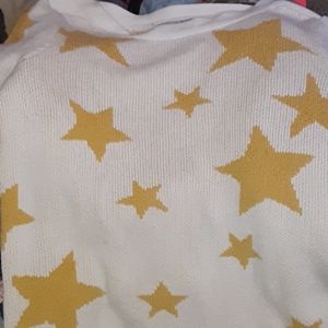 yellow star white cardigan